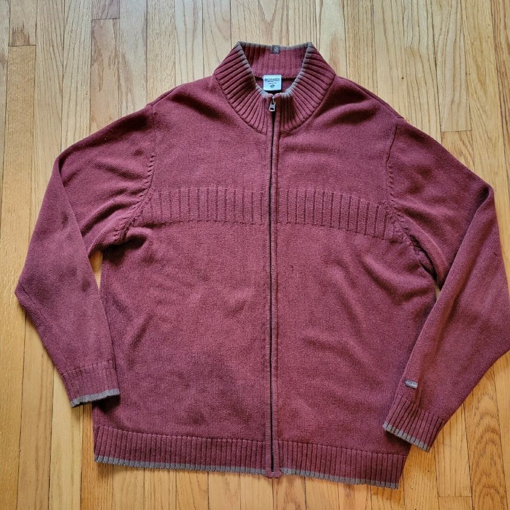 Columbia Men’s Full Zip Cardigan Sweater size XXL Rust